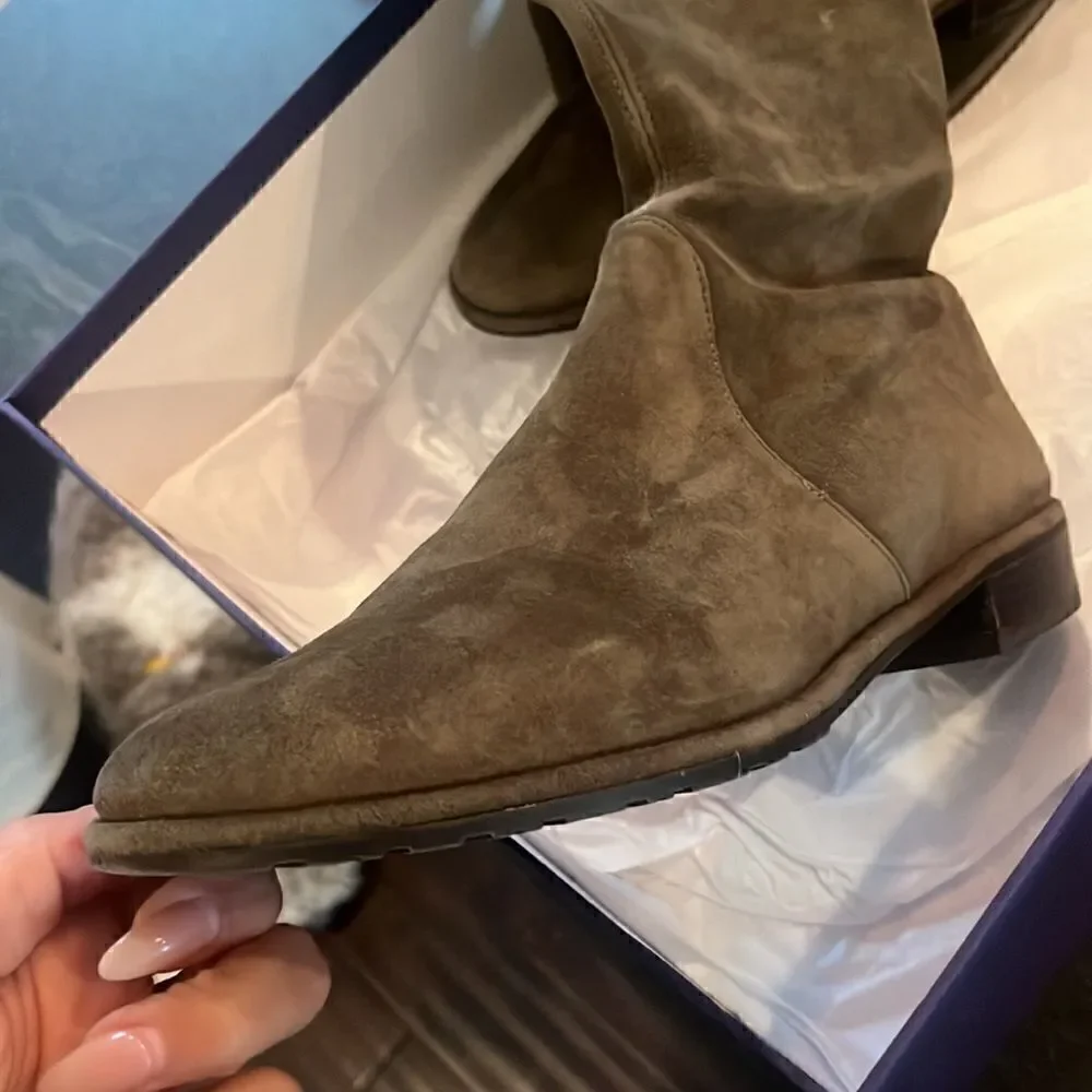 Stuart Weitzman Lowland Loden Green Suede Over The Knee boots